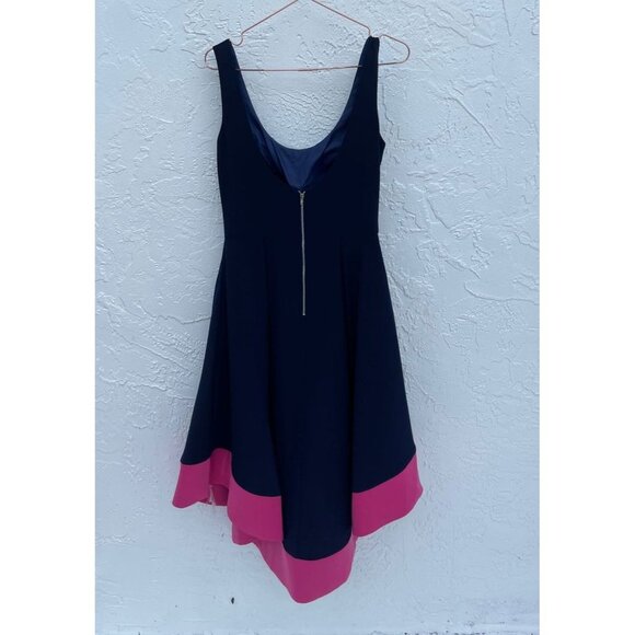 Aqua Womens Sleeveless Colorblock High Low Dress Navy Pink Sz 8 - Picture 2 of 11